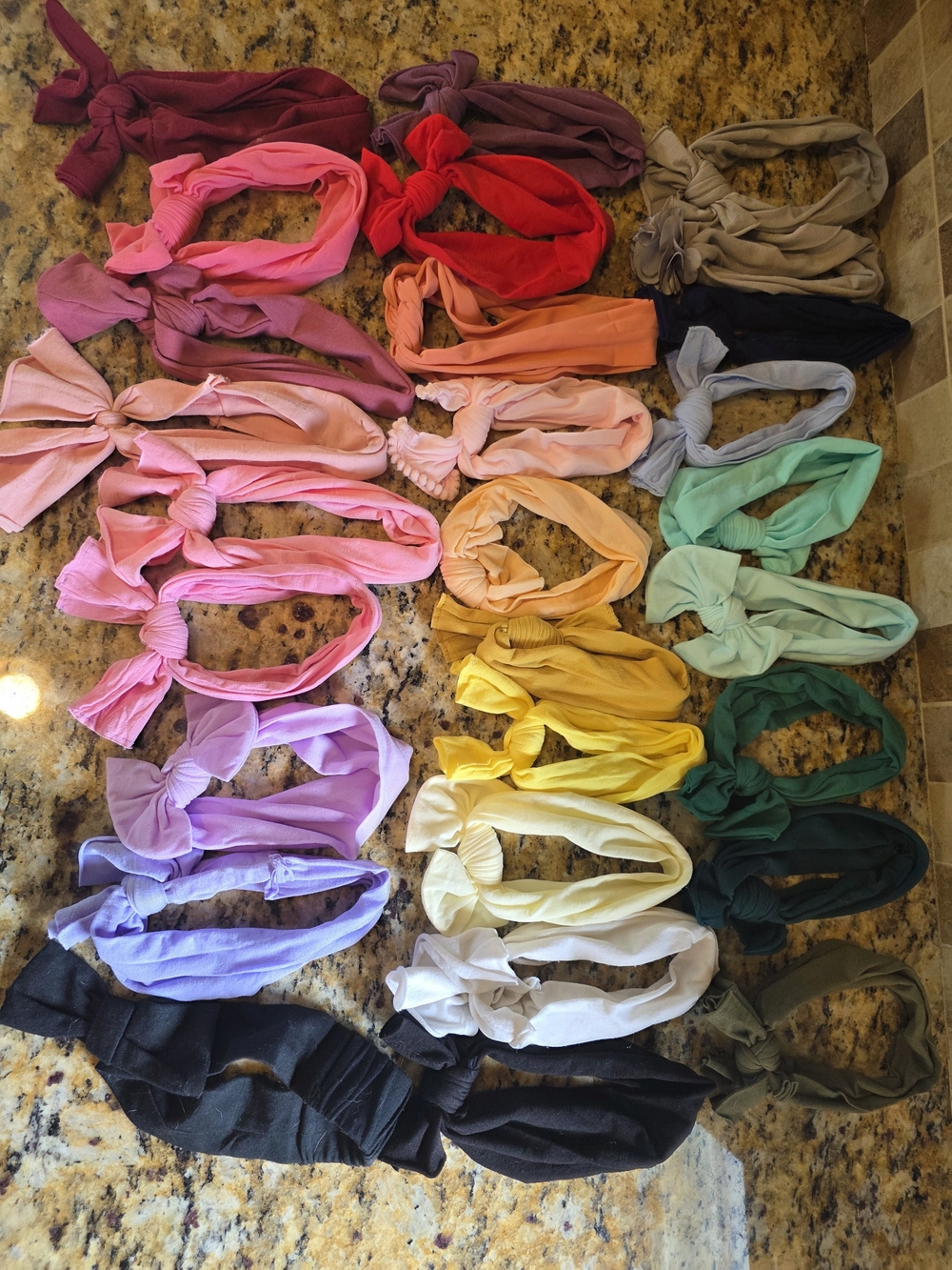 Assorted Girls Knotted Fabric Headbands - Multi Color